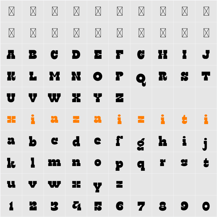 Ratego 字符映射表