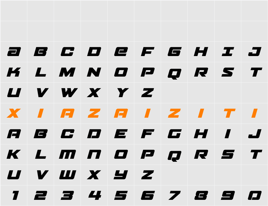 Power Broker Super-Italic 字符映射表