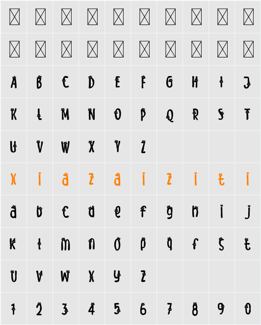 Meow Zilla Cat 4 字符映射表