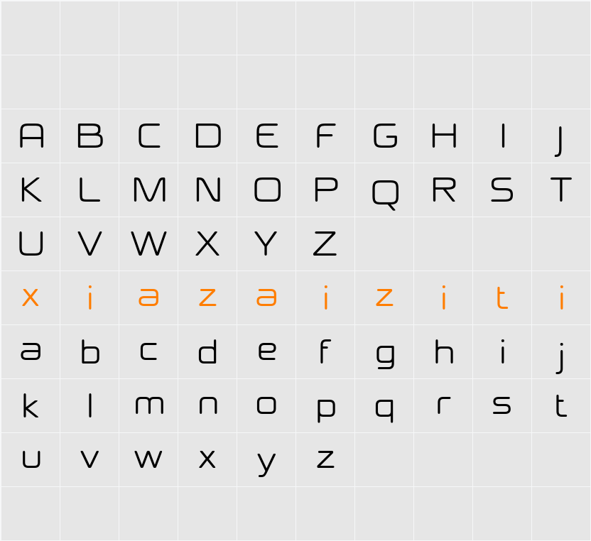 Megatrans Rounded Demo 字符映射表