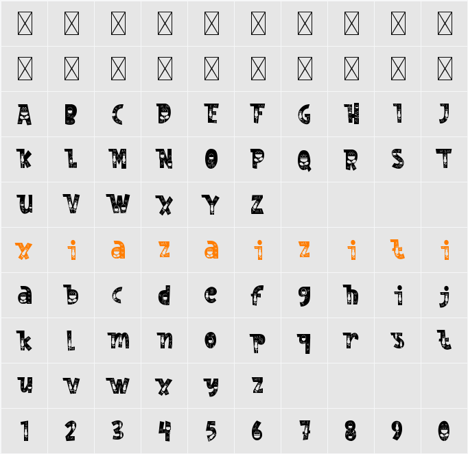 Nordic Whimsy One 字符映射表