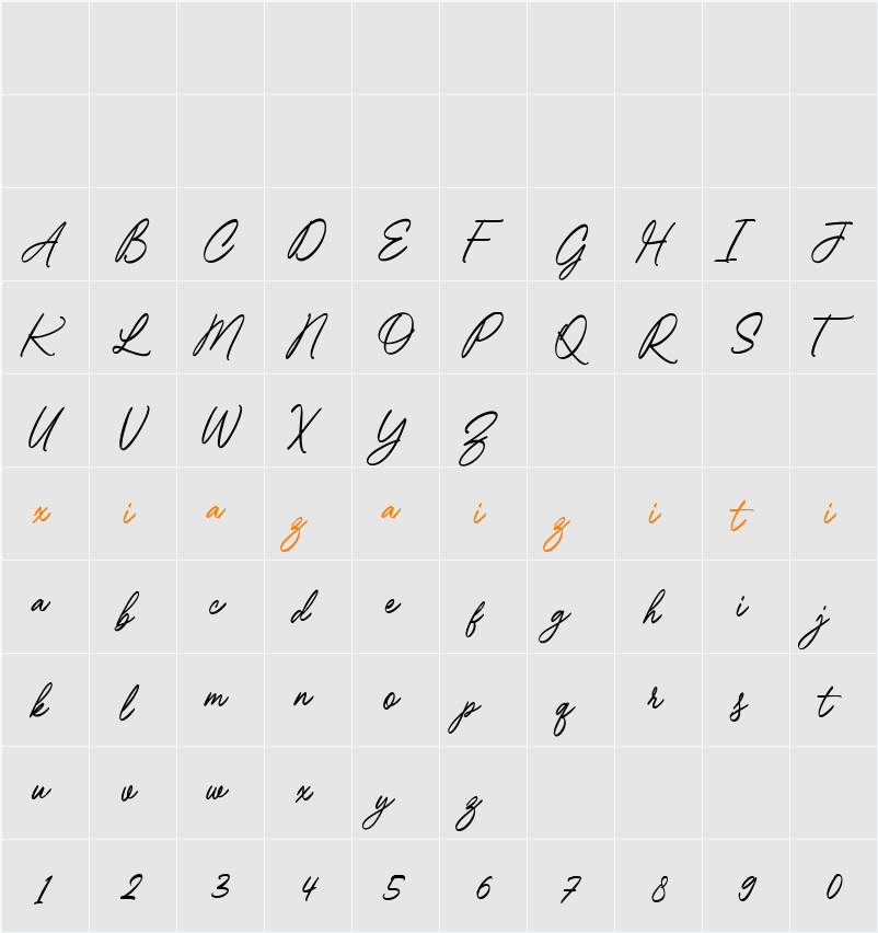 Parfait Merci 字符映射表