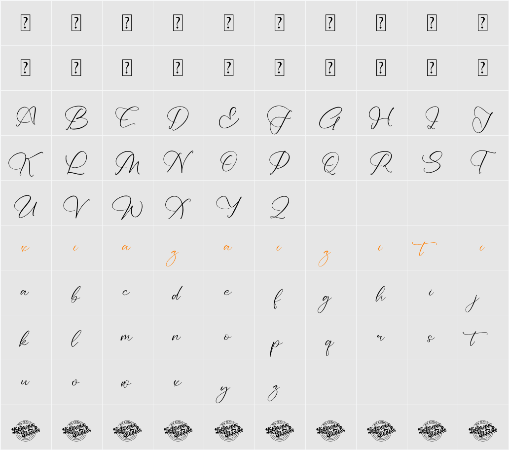 Redianta Brighters DEMO VERSION 字符映射表