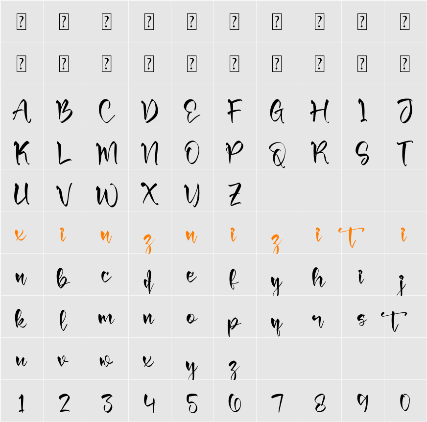 Mistyca Ambrella 字符映射表