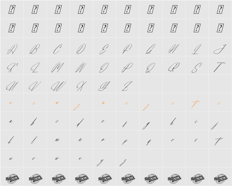 Modena Prestige DEMO VERSION 字符映射表