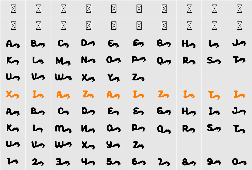 Peppy Pegasus Tail 字符映射表