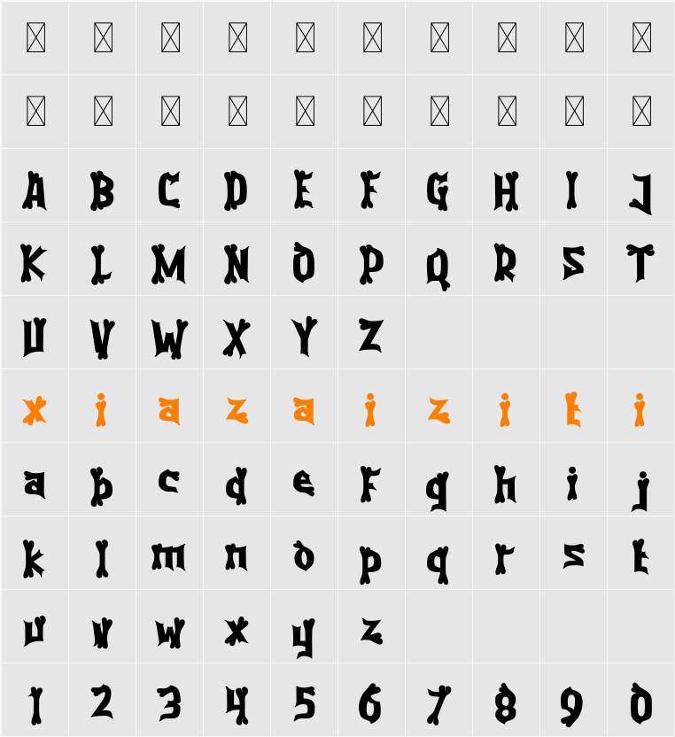 Purgatorie Bone 字符映射表