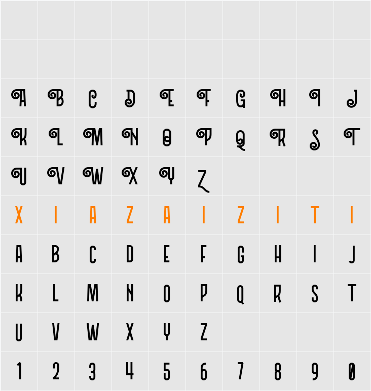 Northern Demo Version 字符映射表