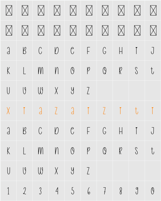 Morning House 字符映射表