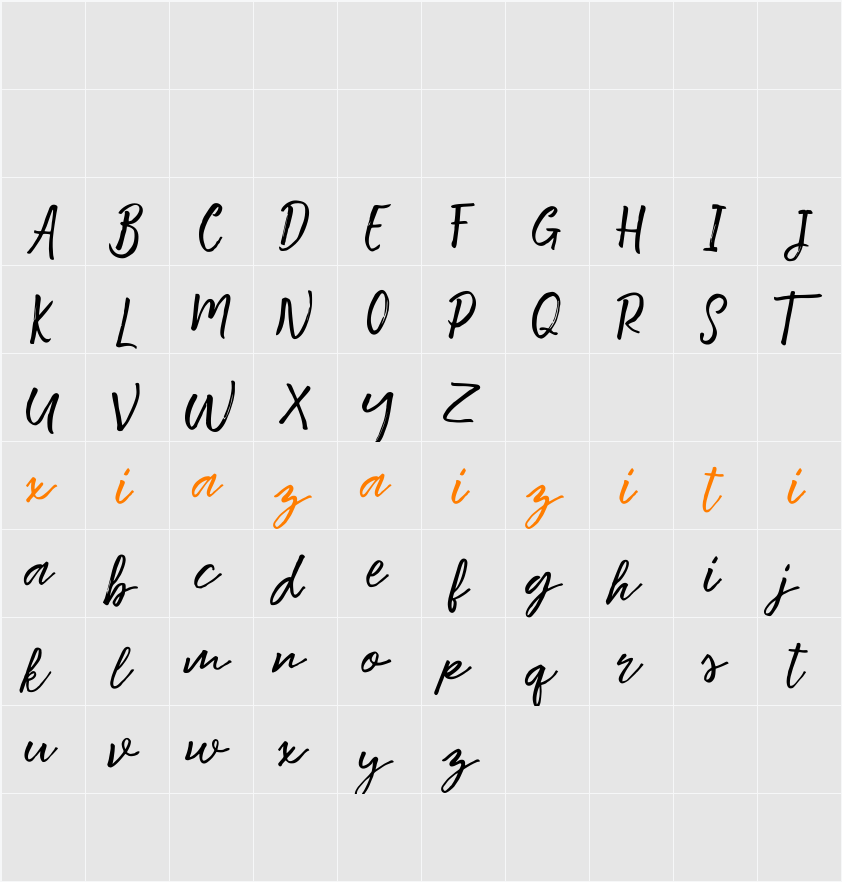 Motisan Brush 字符映射表