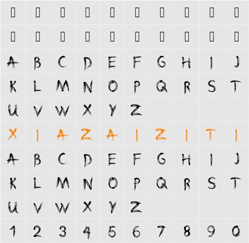 paint 字符映射表