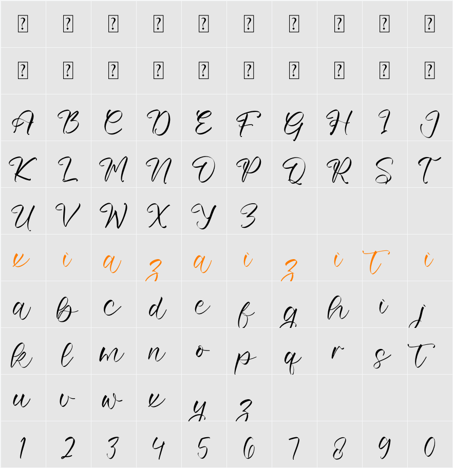 Morietta Garden 字符映射表