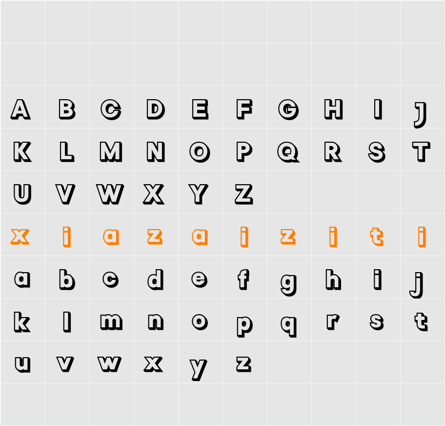 Radeil 3D Demo rudeRight 字符映射表