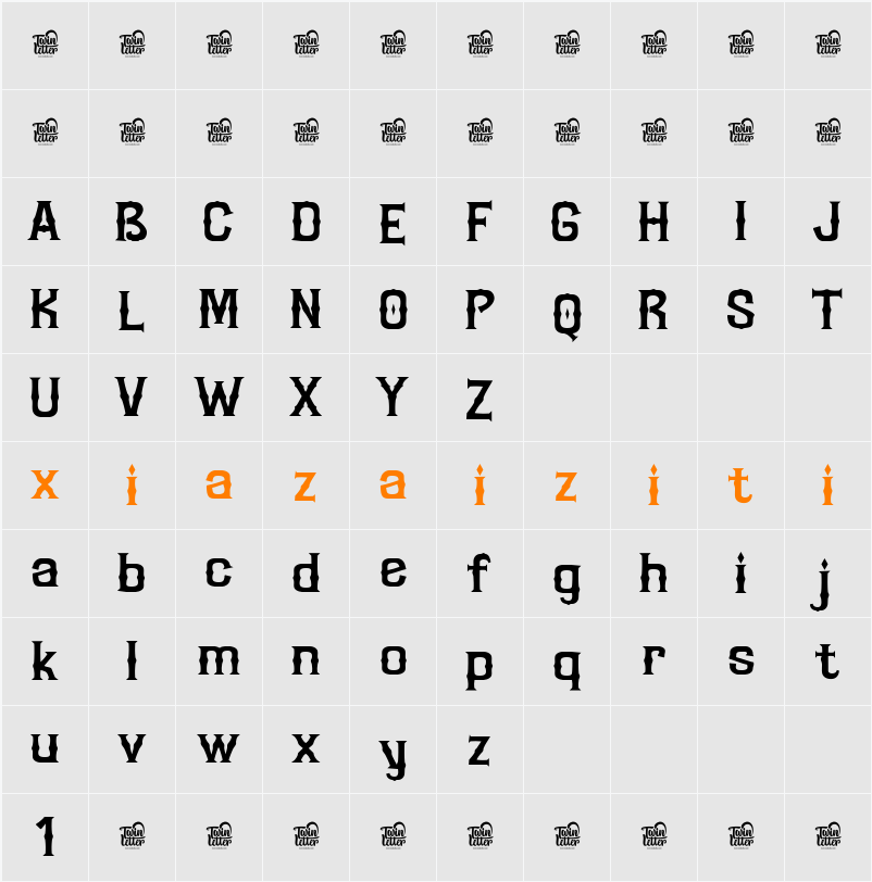 MOBLAZ Trial 字符映射表