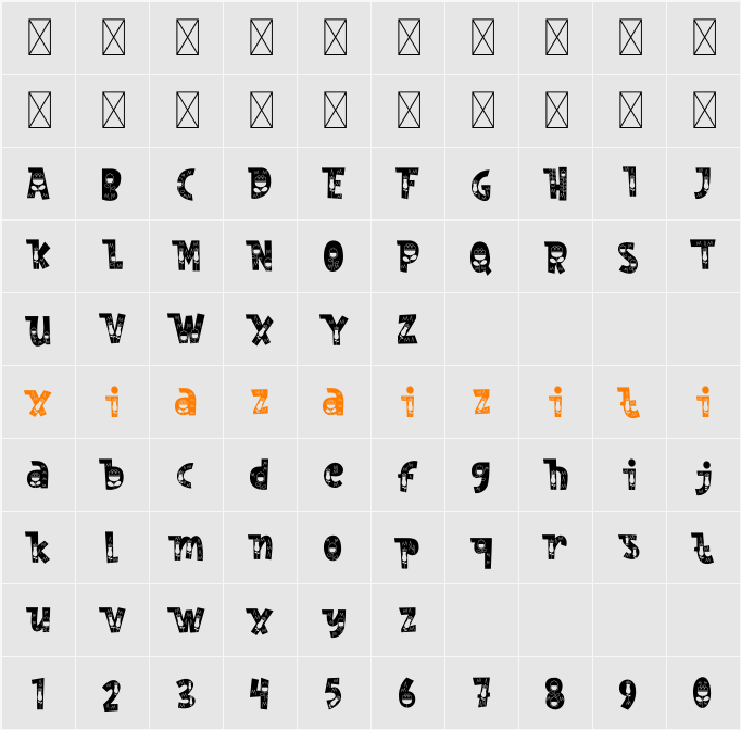 Nordic Whimsy One 字符映射表