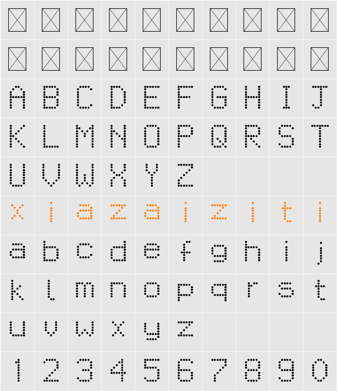 Metro Time Sign 字符映射表