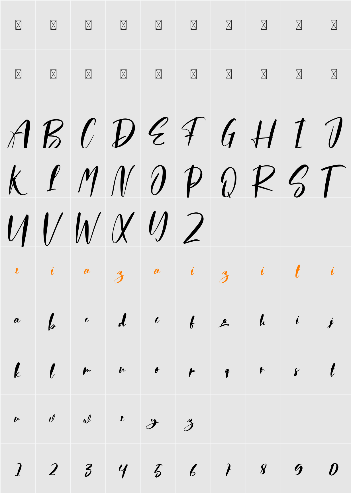 Photographer 字符映射表