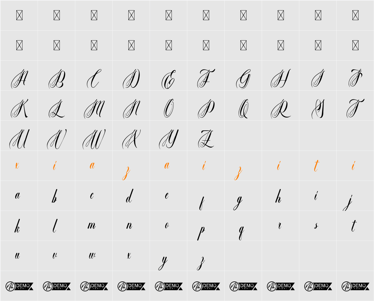 Megantari Demo 字符映射表