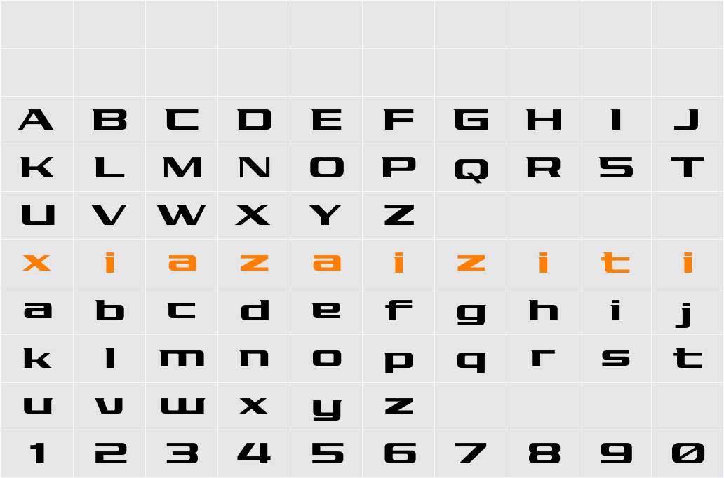 Pro Racing 字符映射表