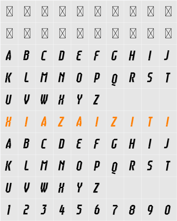 Raumdeuter Style 3 Italic 字符映射表