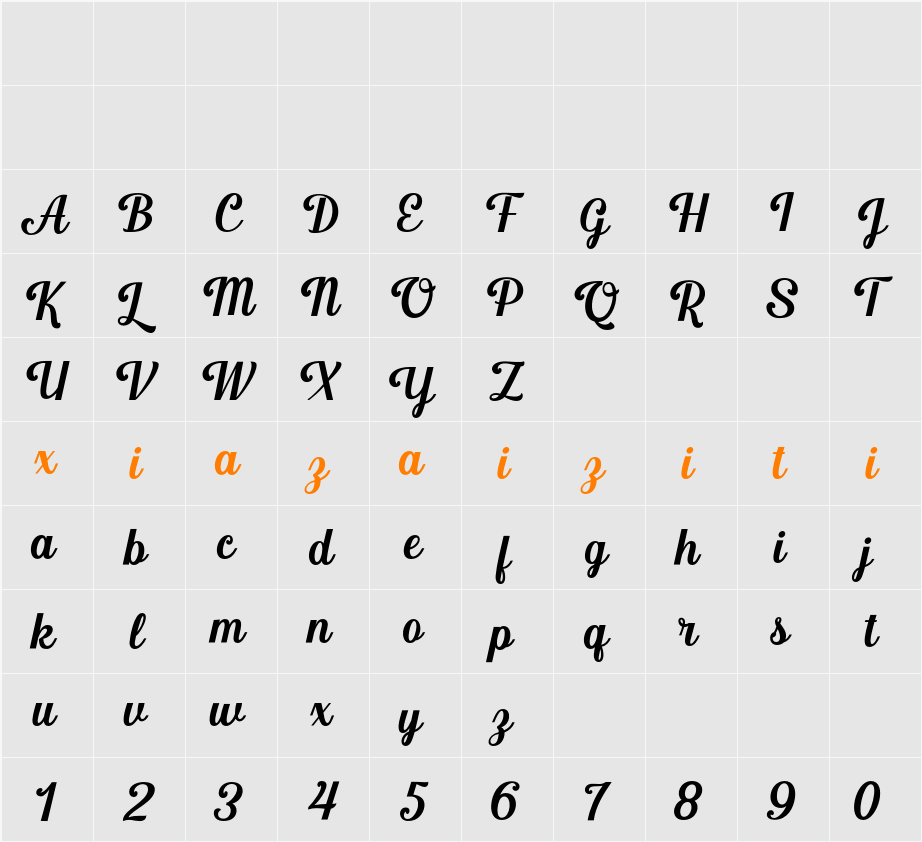 Meldina 字符映射表