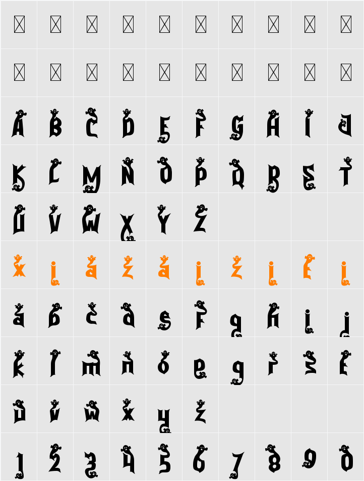 Purgatorie Ghost 字符映射表
