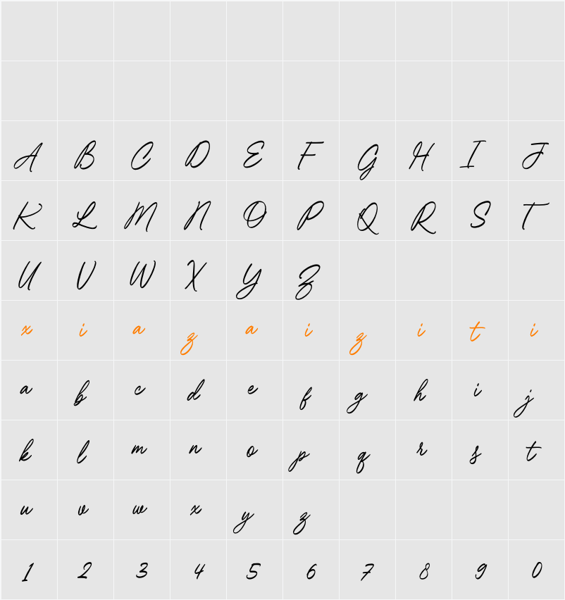 Parfait Merci 字符映射表