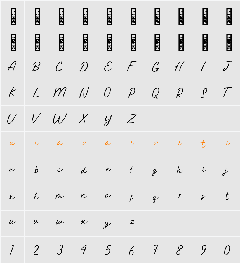 Memorable Font Demo 字符映射表