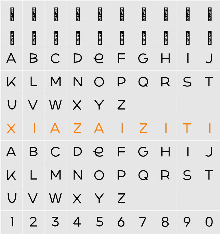 MoveSans Light 字符映射表