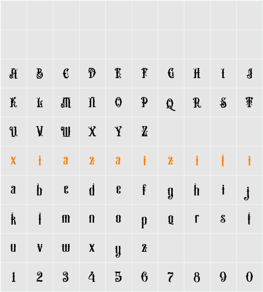 Prestige Signage Demo 字符映射表