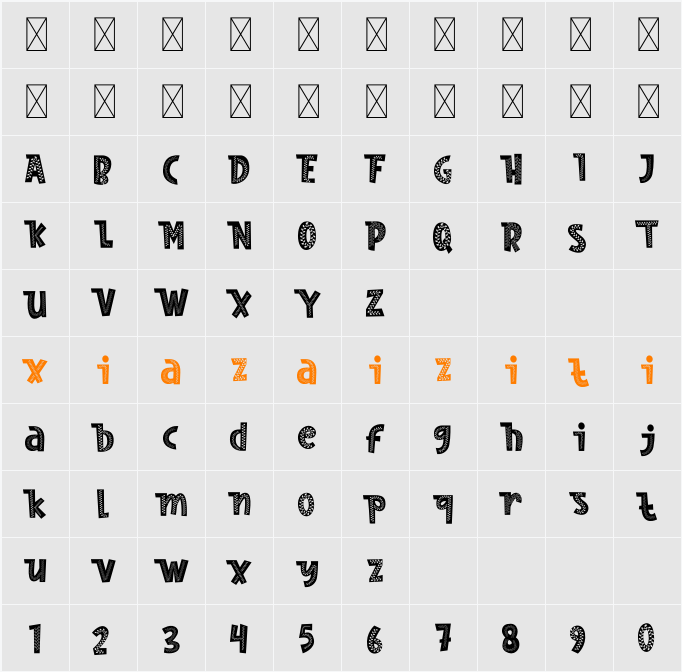 Nordic Whimsy Three 字符映射表