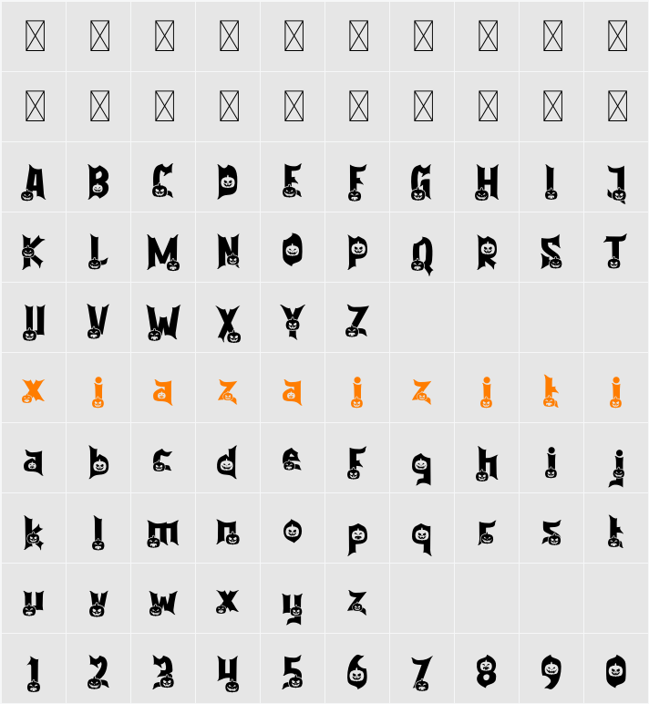 Purgatorie Pumpkin 字符映射表