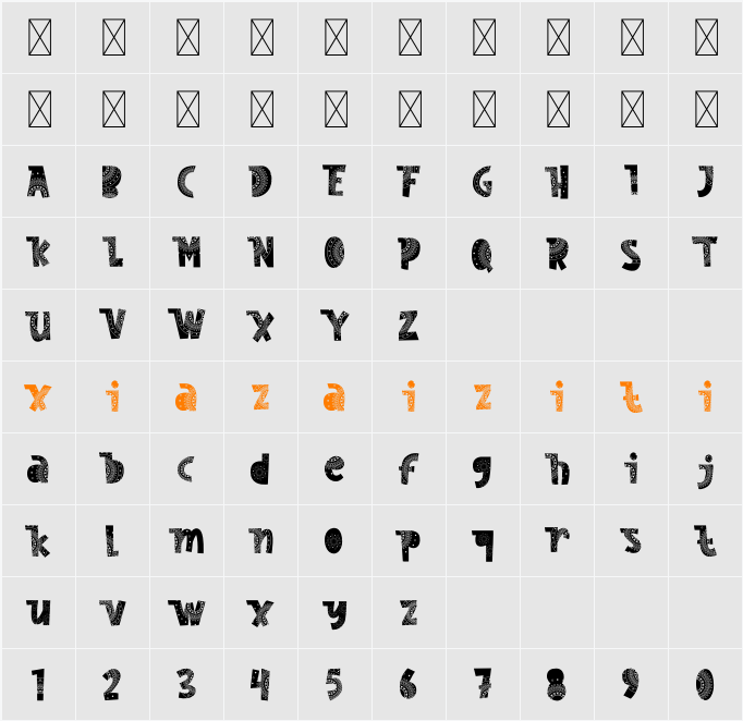Nordic Whimsy Two 字符映射表