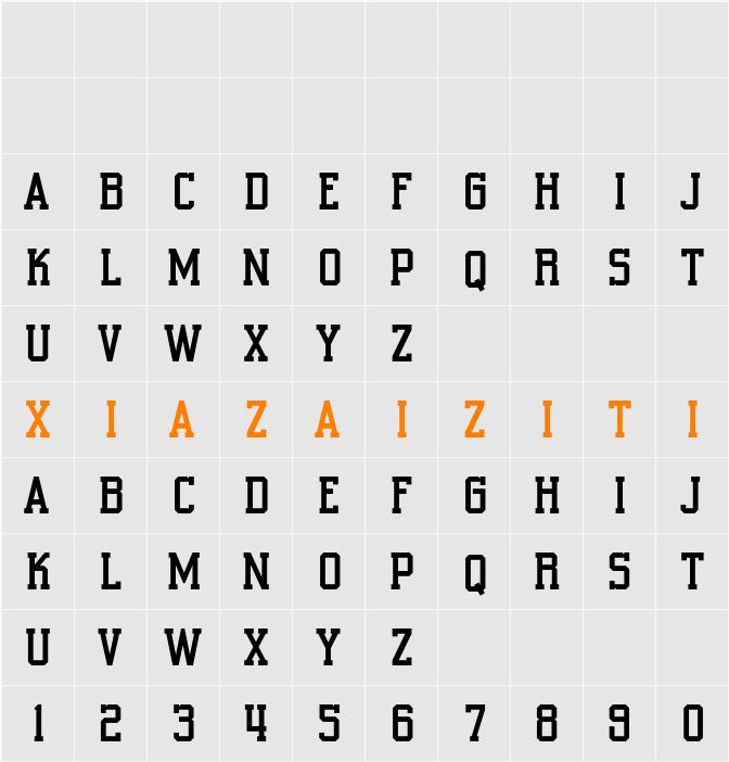 Origin Athletic 字符映射表