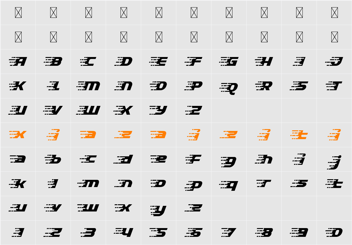 Rapido Racers Six 字符映射表