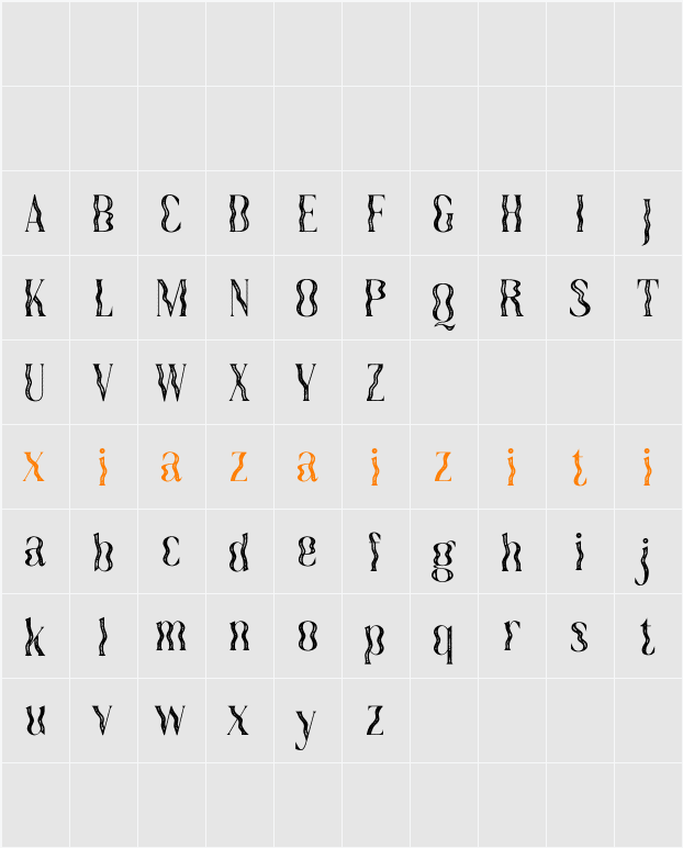 Quagey Demo Stamp 字符映射表