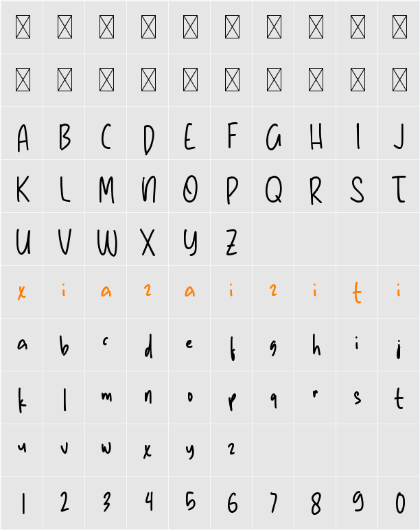 Mimpi Demo 字符映射表