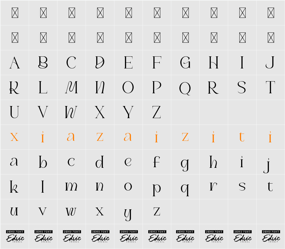 Maura Hirmala Demo 字符映射表