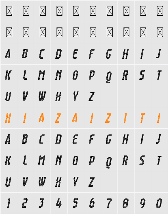 Raumdeuter Style 5 Italic 字符映射表