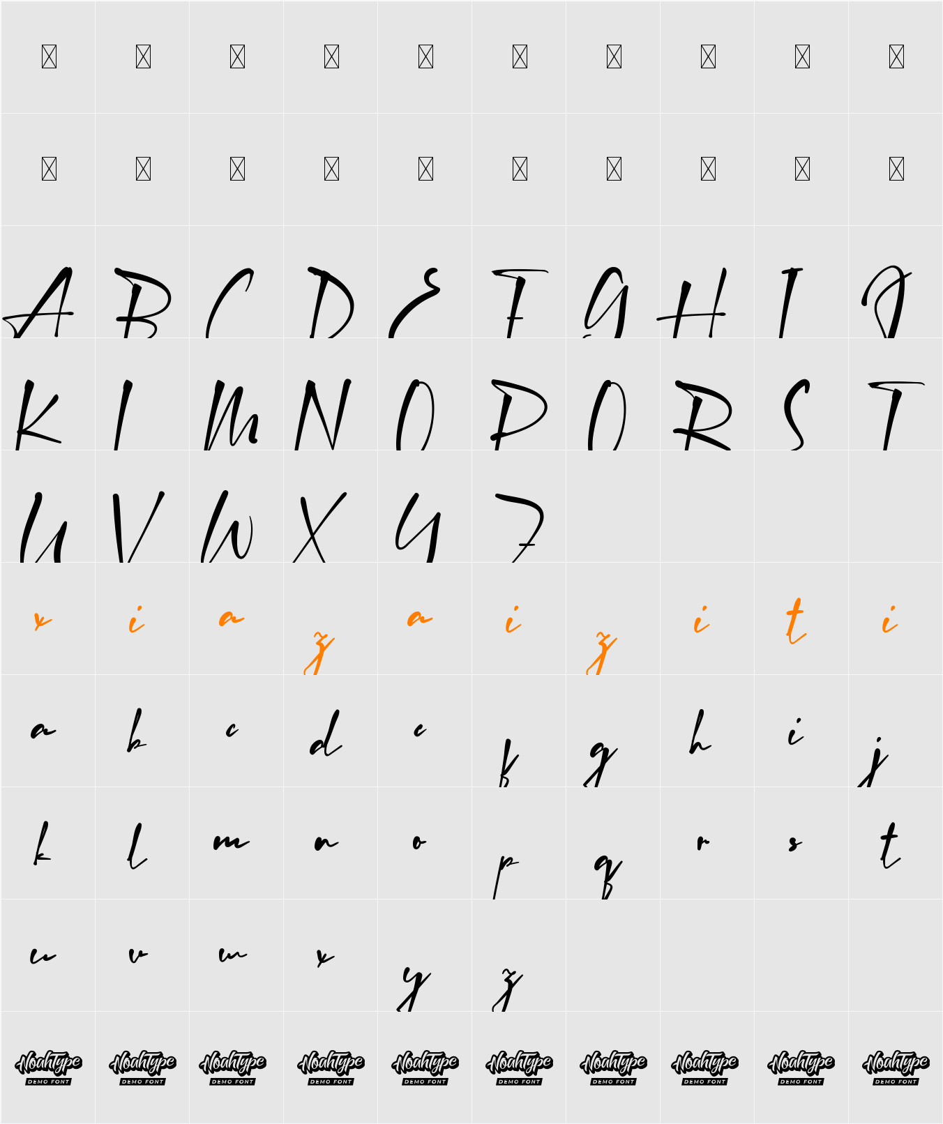 Randall Henry Demo 字符映射表