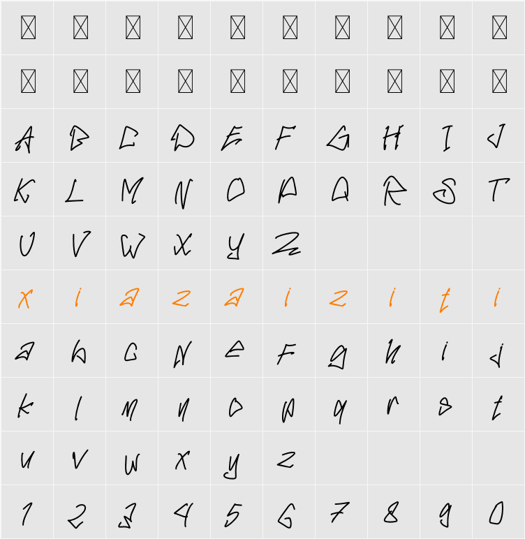 RASTENKER Demo 字符映射表