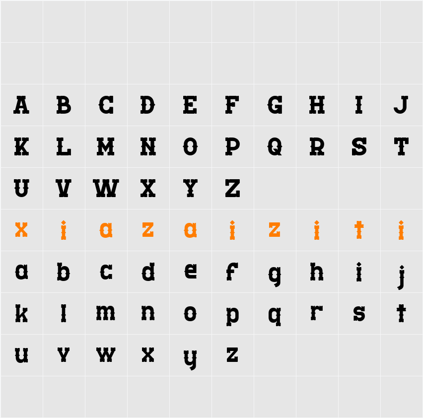 Prairie Wagon DEMO 字符映射表