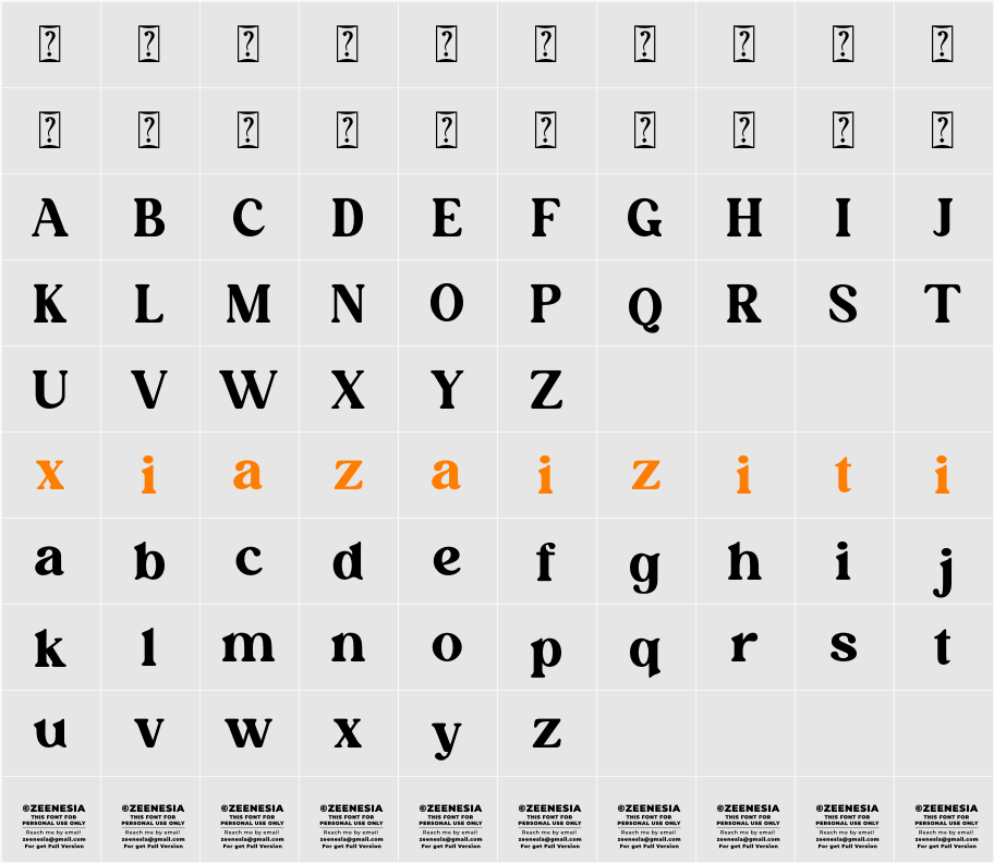 Millaris Personal Use Only 字符映射表