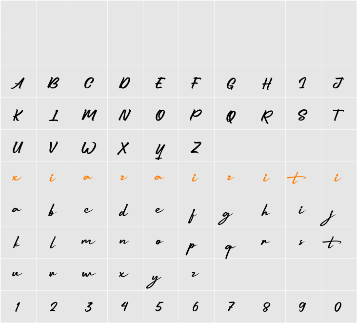 Mount Light FreePersonalUse 字符映射表