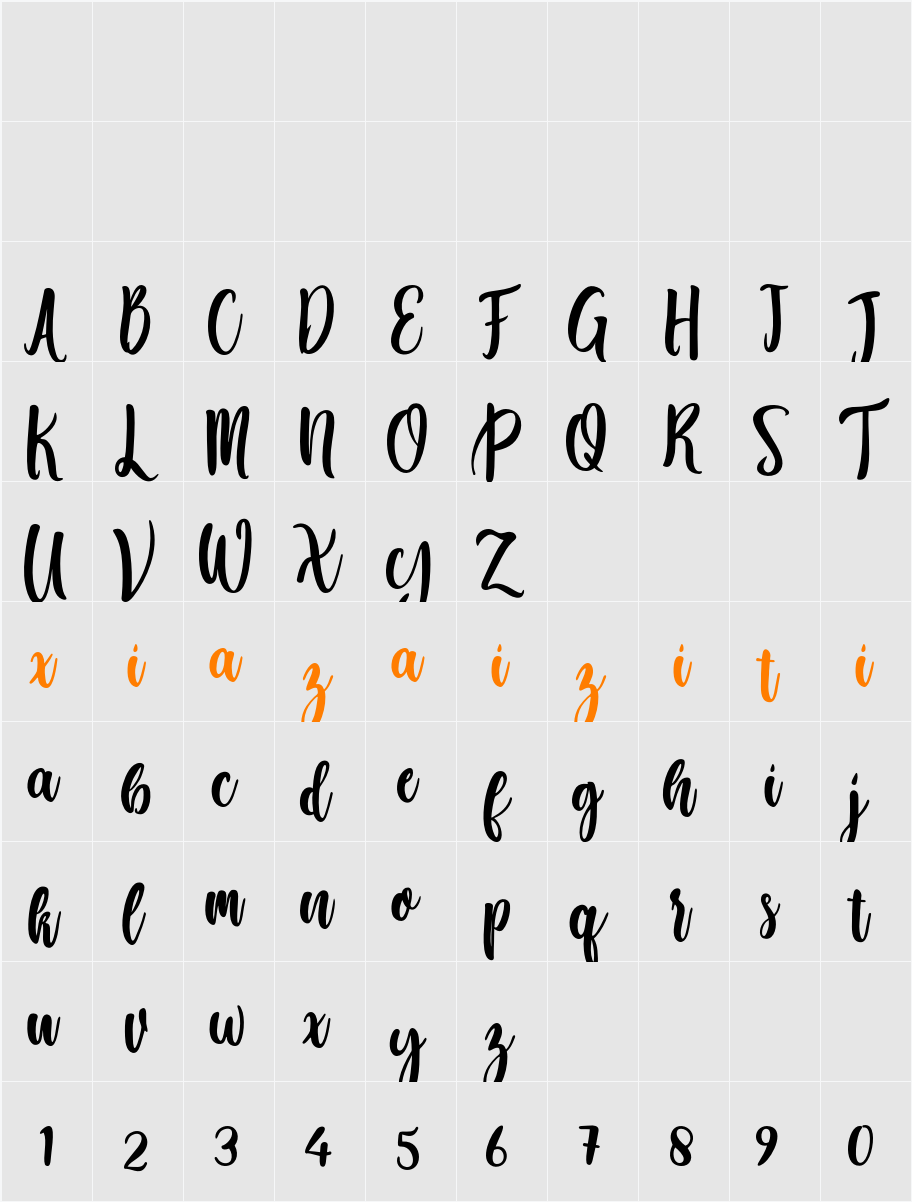 Melita Script 字符映射表