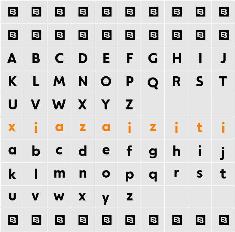 Modeska Trial 字符映射表