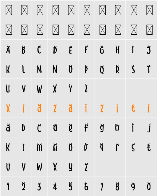 Meow Zilla Cat 3 字符映射表