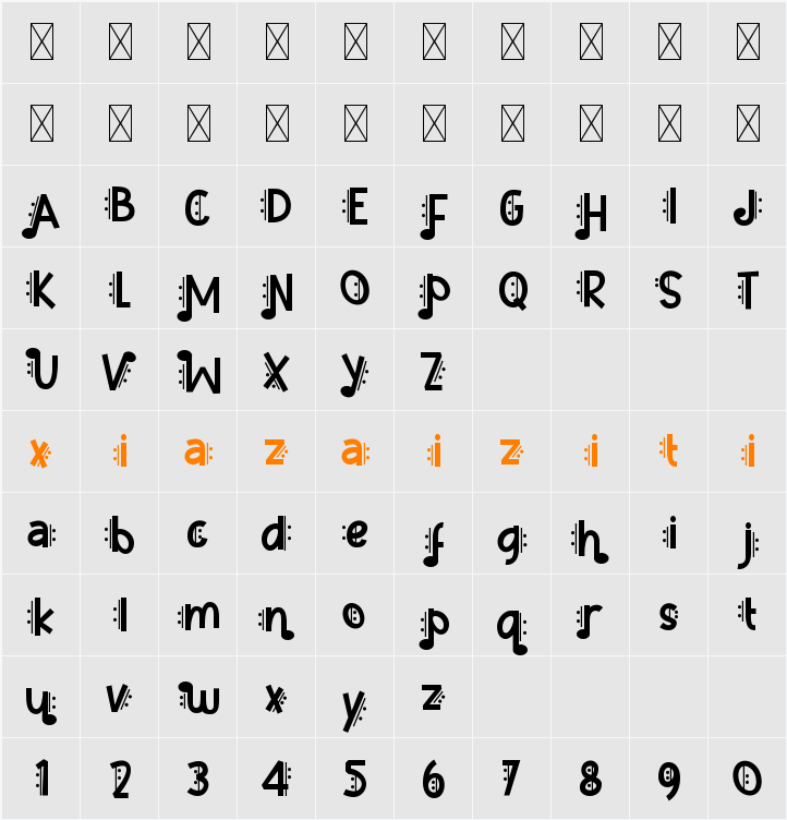 Music Note One 字符映射表