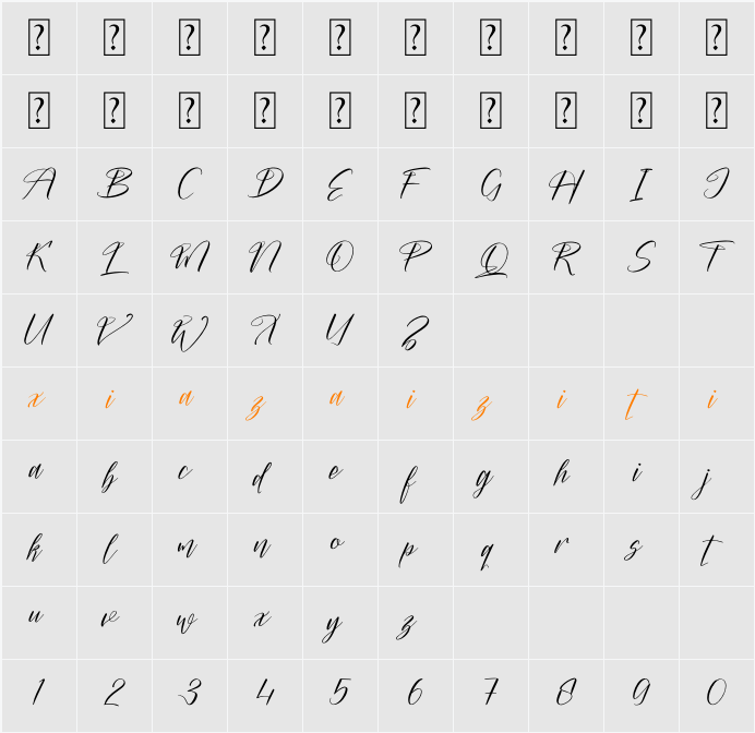 Qategina Amistark 字符映射表