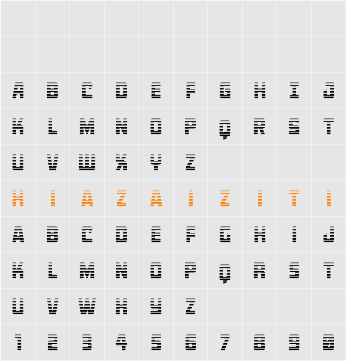 Quicky Nick Gradient Straight 字符映射表